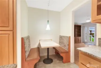Eating booth in kitchen. . .