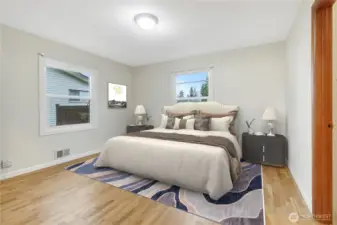 Virtually staged primary suite