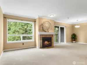 Light and bright living space overlooking a peaceful greenbelt for added privacy.