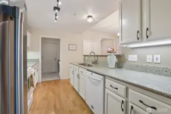 Pantry is straight ahead with a side by side washer and driver