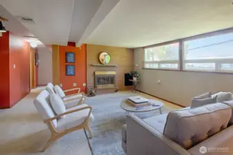 Wood burning fireplace.