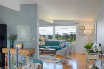 Sound views from living and dining rooms.