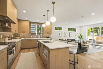 Stay connected to your guests while cooking in the open concept great room