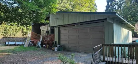 2 car garage drive through doors with shop