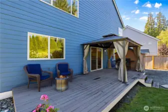 The back deck has a gazebo to provide a dry/covered space.