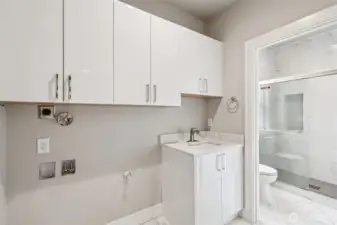 ADU laundry and bathroom.