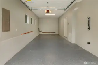 New epoxy garage floor. Great for parking a car or additional space like a home gym.