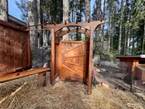 Custom built gate, fencing and bench.