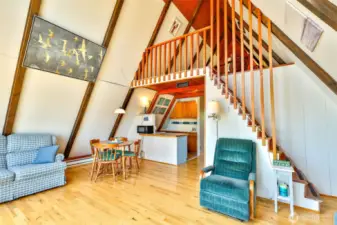 Stairway to sleeping loft