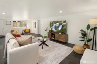 Lower level Bonus/TV room with private outdoor entry from the driveway