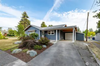 Home has been updated inside and out, including cement board (Hardie type) siding, finished soffits w/lighting, a new (2020) roof and solar, all new vinyl windows, new door, recent exterior paint, new landscaping, fresh patio coating...what's not to love here?