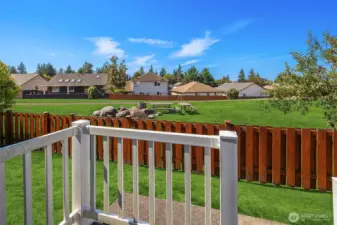View from back deck looking out over community park