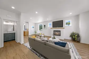 Main House living room and half bath