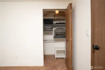 Walk in closet with built in organization
