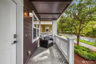 Covered porch perfect for morning coffee moments