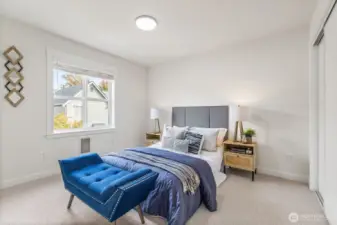 A restful bedroom tucked away upstairs