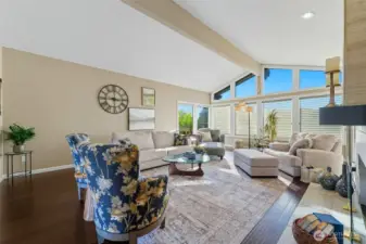 Living room facing out the back of the house