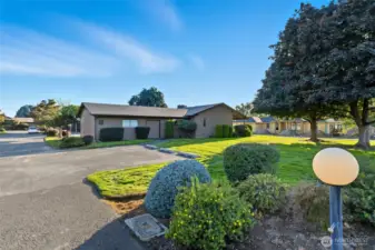 Side view of house with golf cart door