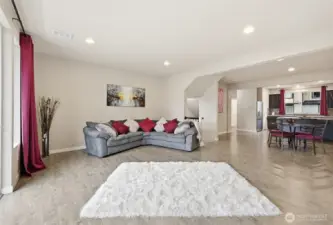Huge windows flood the home with light.