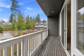 Full width balcony with view to green space