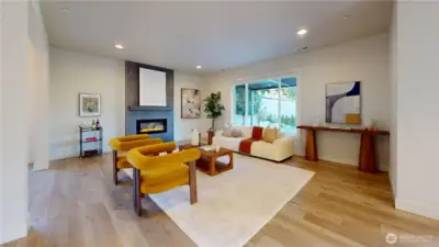 Great room -  Living room with electric fireplace.