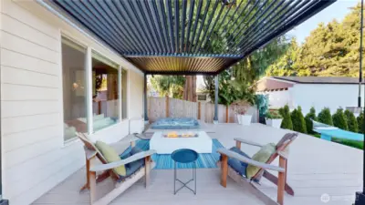 Hot tub and pergola included in sale.