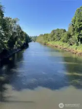 Just steps from the river.