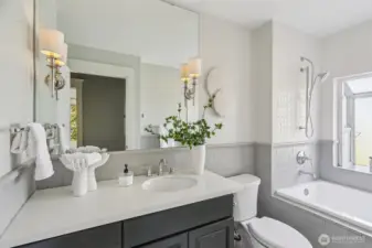 upstairs full bath off hallway