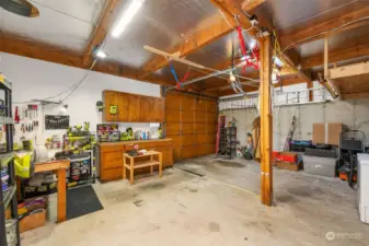 Garage has additional work space.