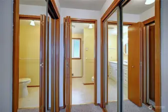 Primary room double closets.