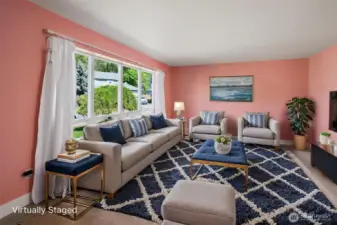 Virtually staged living area.