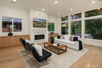 Great room that overlooks the private backyard