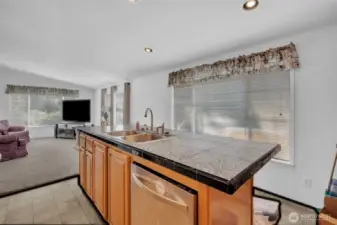 Center island with breakfast bar.