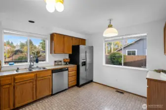 Light and bright with windows.