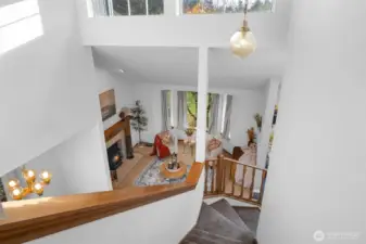 Heading down stairs.