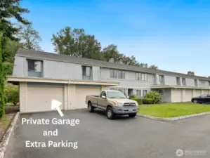 garage parking with a second spot in front!