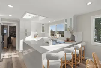 Waterfall quartz countertop