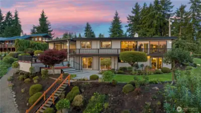 Mature landscaping, view of 130' ft of water front.