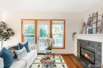 Cozy living room with access to balcony