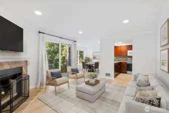 This 1 bed, 3/4 bath Kirkland condo features engineered hardwood floors, a remodeled bathroom, and wood burning fireplace. Move in ready and conveniently located. virtually staged