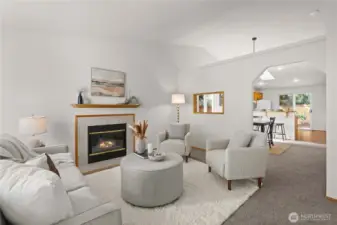While separate, this living room flows to the dining room