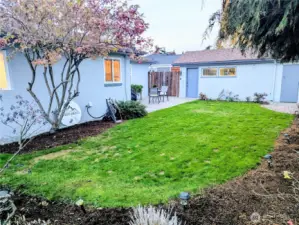 Fully fenced backyard.