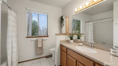 This is the full hall bath.