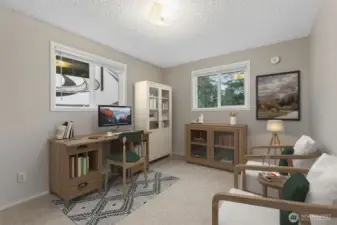 Bedroom4 shown as an office space but certainly a full bedroom w/ a closet. Located on the other side of the home. super private area. You will see what I mean on the flooplan virtually staged.