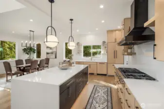 Abundant countertop and cabinet space