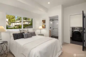 Bedroom 1 with ensuite 3/4 bath and full size 2 in 1 laundry!