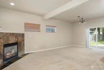 large living room with gas fireplace