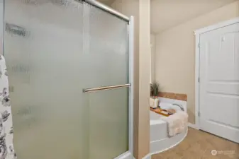 Large shower plus bonus soaking tub!