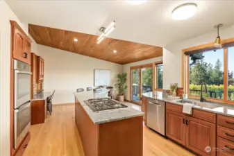 Kitchen features double oven and beautiful quartzite counters