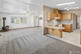 Dining room looking to the front door and kithen